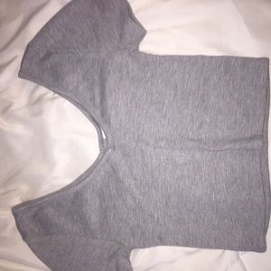 Gray V-Neck Crop Top